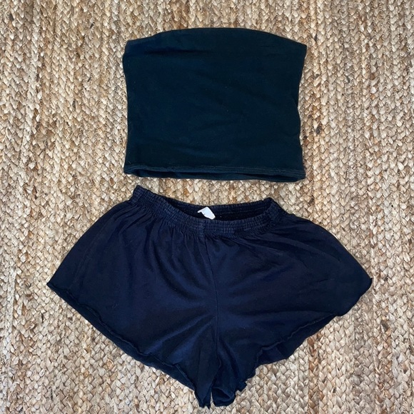 Brandy Melville Pants - Brandy Melville black tube top and shorts